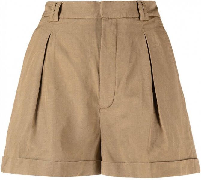 Saint Laurent Shorts met geplooid detail Groen