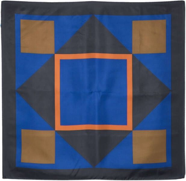 Saint Laurent Sjaal met geometrisch patroon Blauw