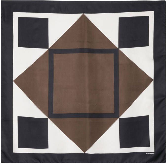 Saint Laurent Sjaal met geometrisch patroon Bruin