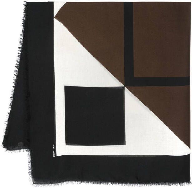 Saint Laurent Sjaal met geometrische print Zwart