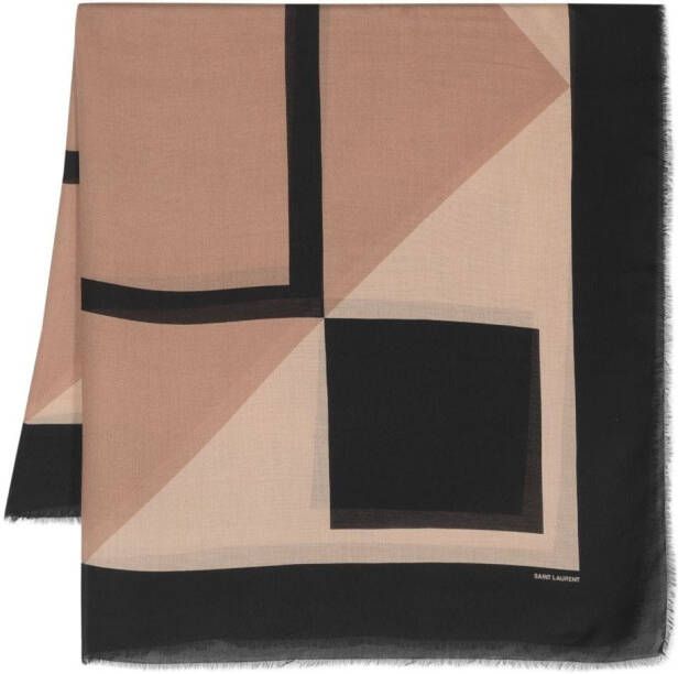 Saint Laurent Sjaal met geometrische print Zwart