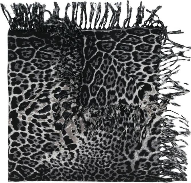 Saint Laurent Sjaal met luipaardprint dames wol Eén Zwart