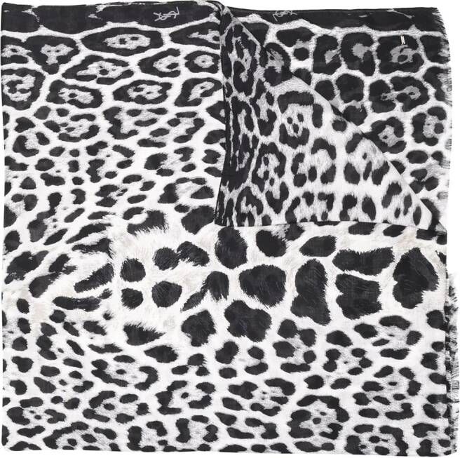 Saint Laurent Sjaal met luipaardprint Zwart