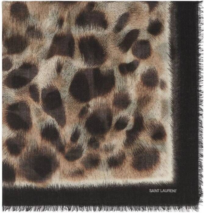 Saint Laurent Sjaal met luipaardprint Zwart