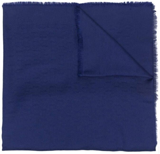Saint Laurent Sjaal met monogram Blauw