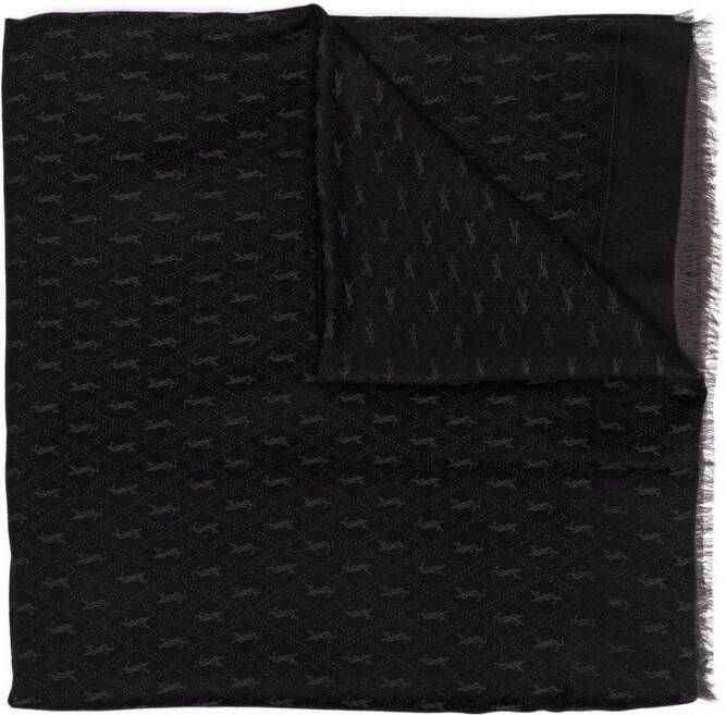 Saint Laurent Sjaal met monogram Zwart