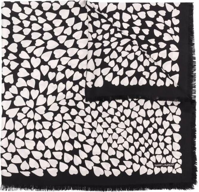 Saint Laurent Sjaal met print Zwart