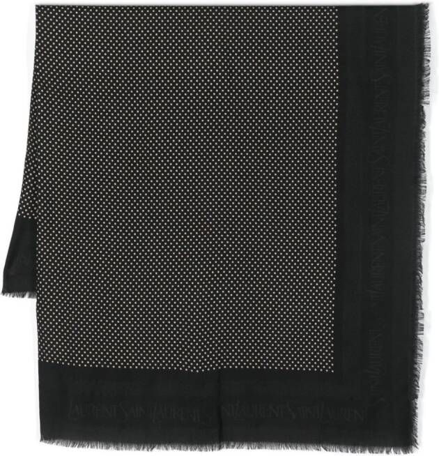 Saint Laurent Sjaal met stippen Zwart