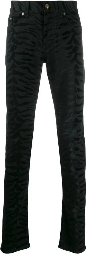 Saint Laurent Skinny jeans met zebraprint Zwart