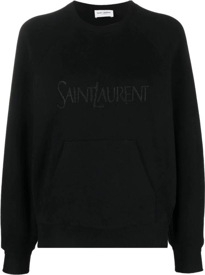 Saint Laurent Sweater met geborduurd logo Zwart