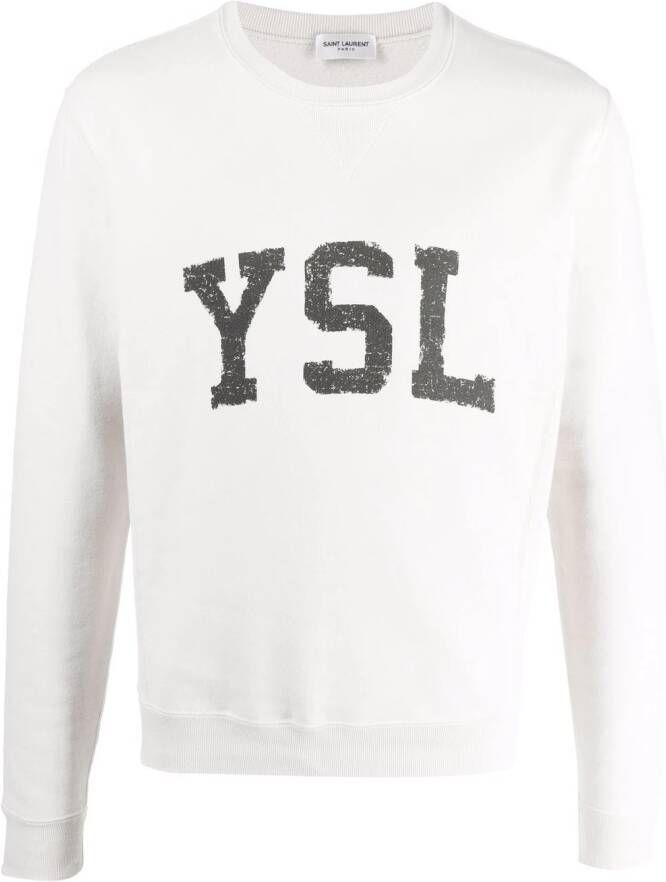 Saint Laurent Sweater met logoprint Beige