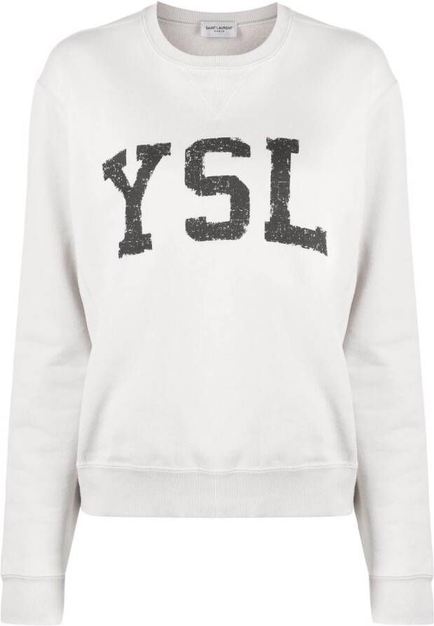 Saint Laurent Sweater met logoprint Beige