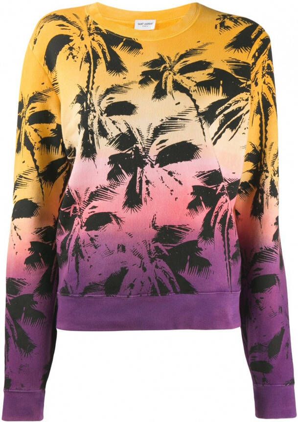 Saint Laurent Sweater met palmboom print Geel