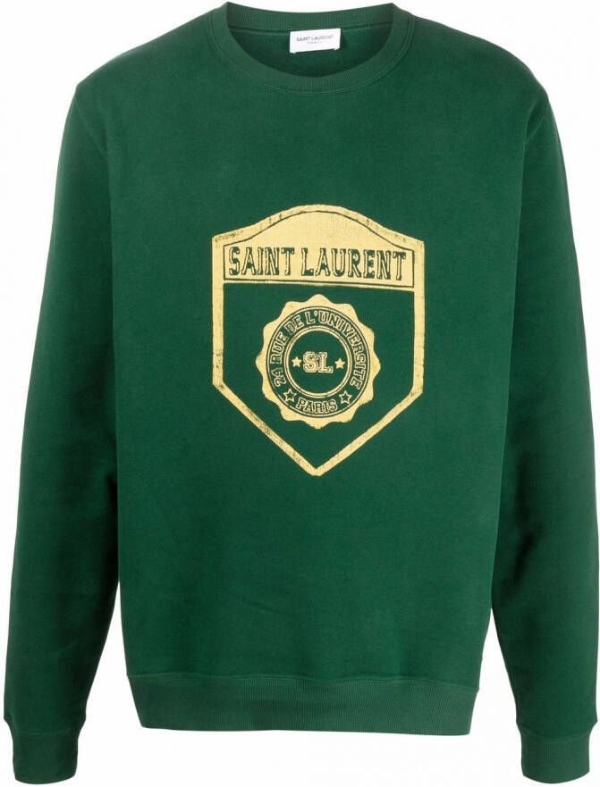 Saint Laurent Sweater met print Groen