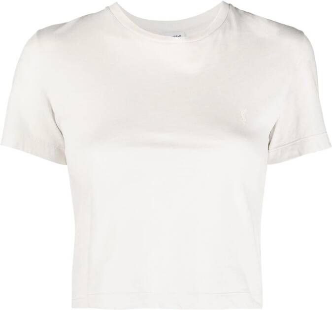 Saint Laurent T-shirt met geborduurd logo Wit