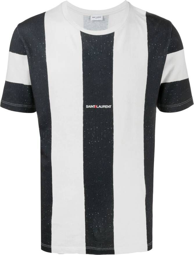 Saint Laurent T-shirt met gestreept logo Wit