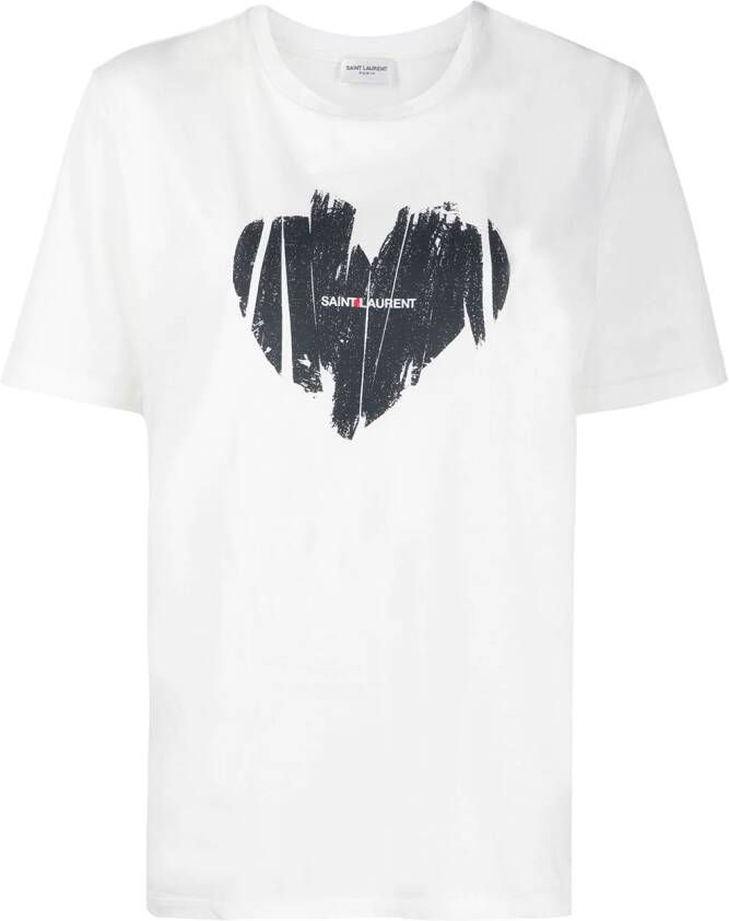 Saint Laurent T-shirt met hart logo Wit