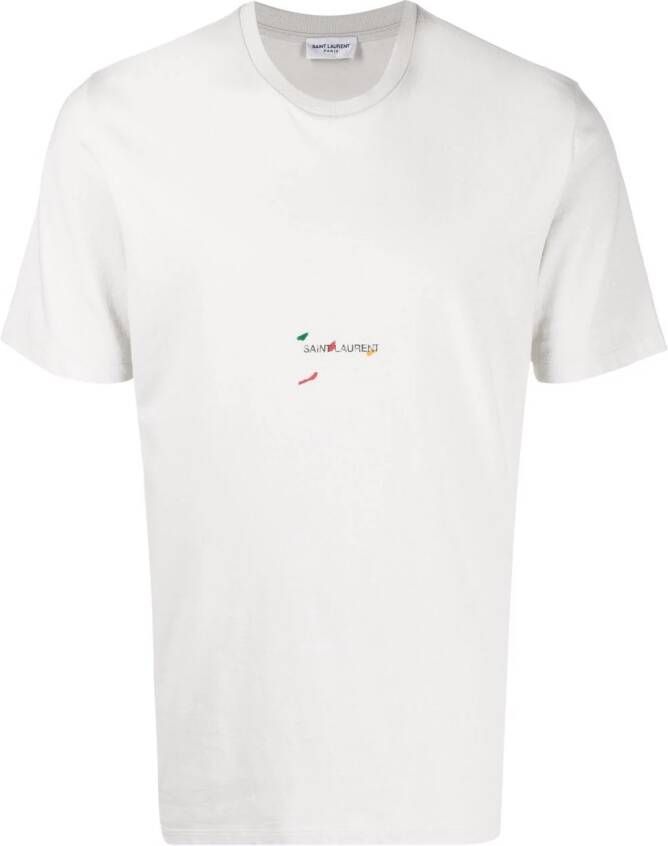 Saint Laurent T-shirt met logo Beige