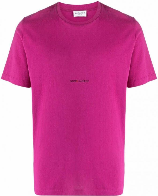 Saint Laurent T shirt met logoprint heren katoen XXL Roze