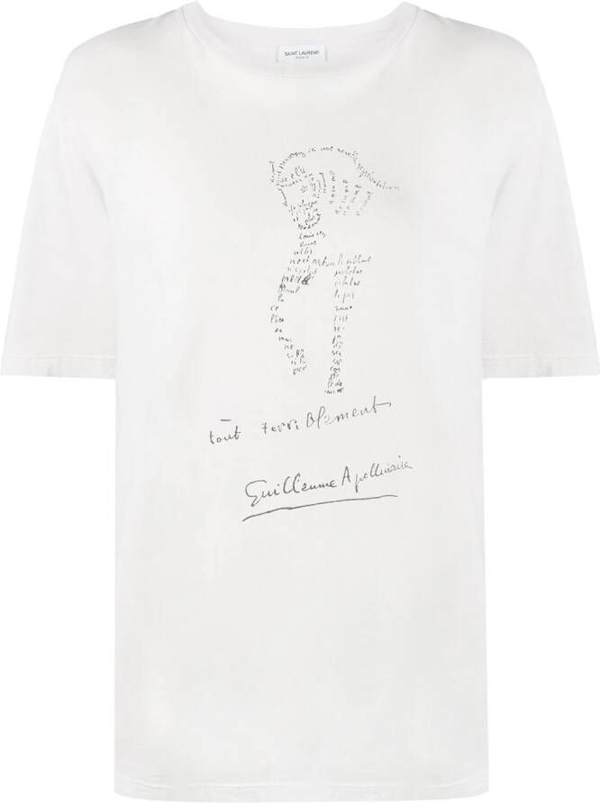 Saint Laurent T-shirt met paardenprint Beige