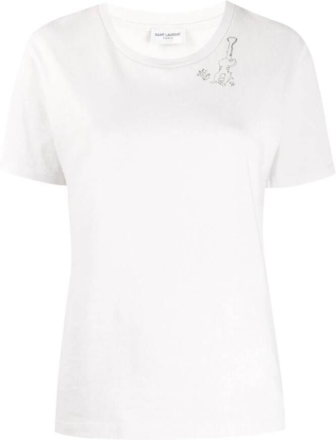 Saint Laurent T-shirt met print Wit