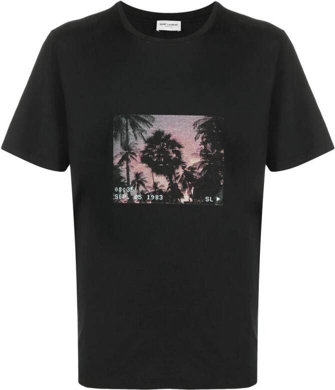 Saint Laurent T-shirt met print Zwart