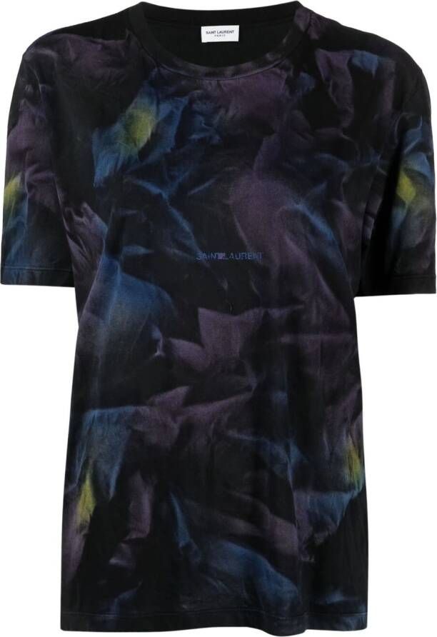 Saint Laurent T-shirt met tie-dye print Paars