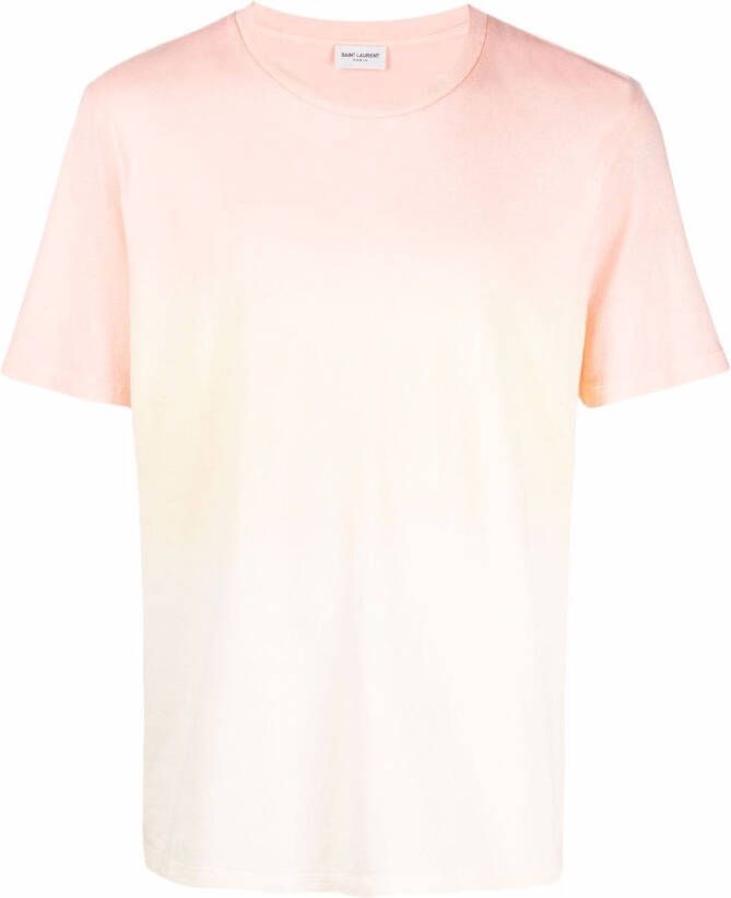 Saint Laurent T-shirt met tie-dye print Roze