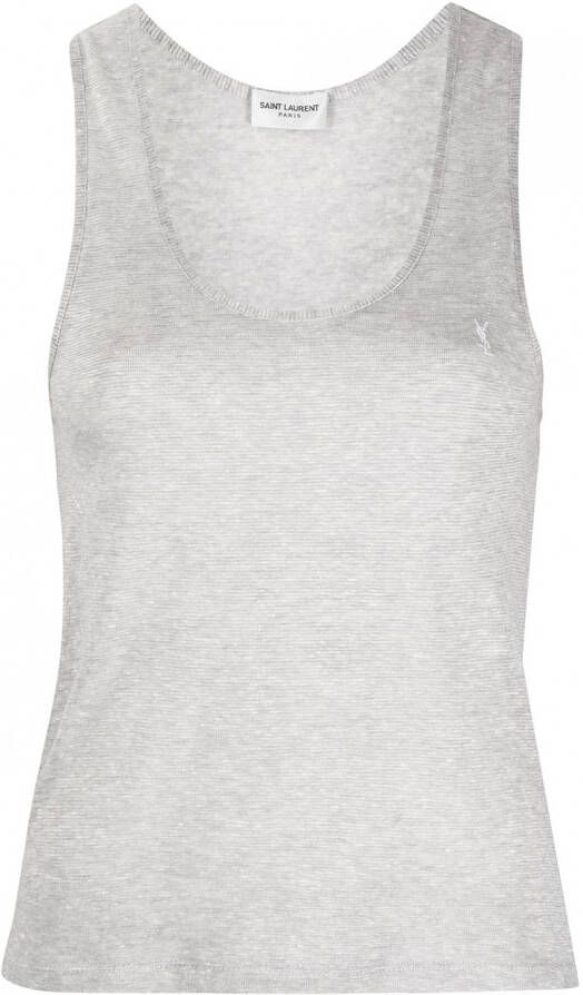 Saint Laurent Tanktop met borduurwerk Grijs