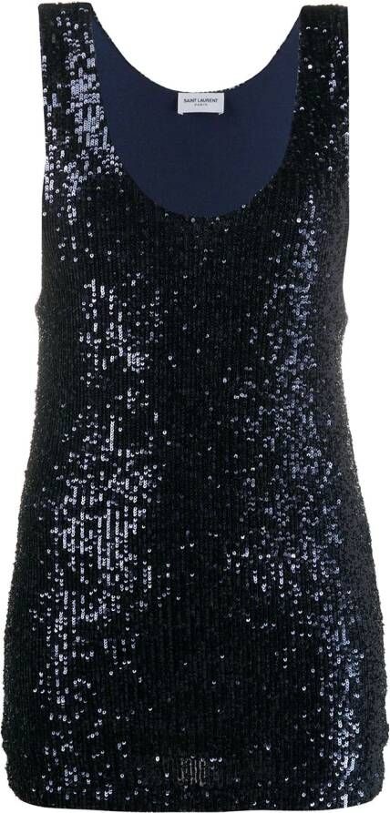Saint Laurent Tanktop met pailletten Blauw