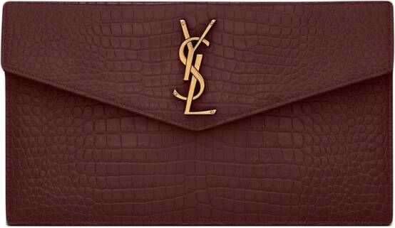 Saint Laurent Uptown clutch met krokodillenleer-reliëf Rood