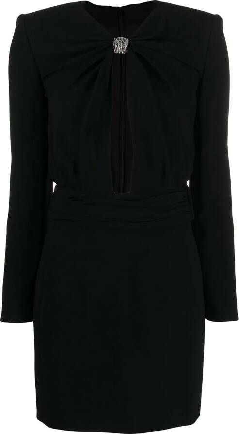 Saint Laurent Verfraaide mini-jurk Zwart