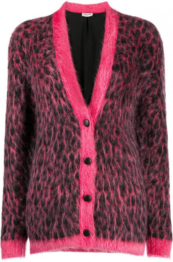 Saint Laurent Vest met luipaardprint Roze