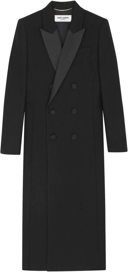 Saint Laurent Wollen mantel Zwart