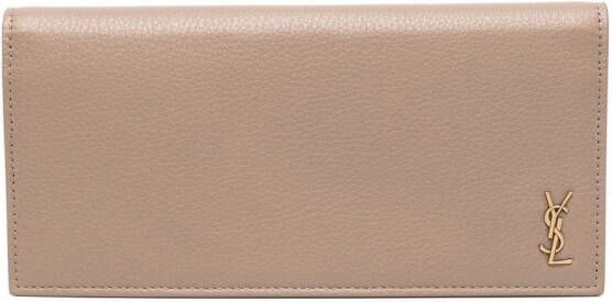 Saint Laurent Portemonnee met logoplakkaat Bruin