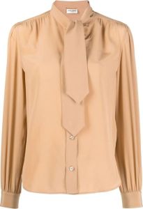 Saint Laurent Zijden blouse Beige