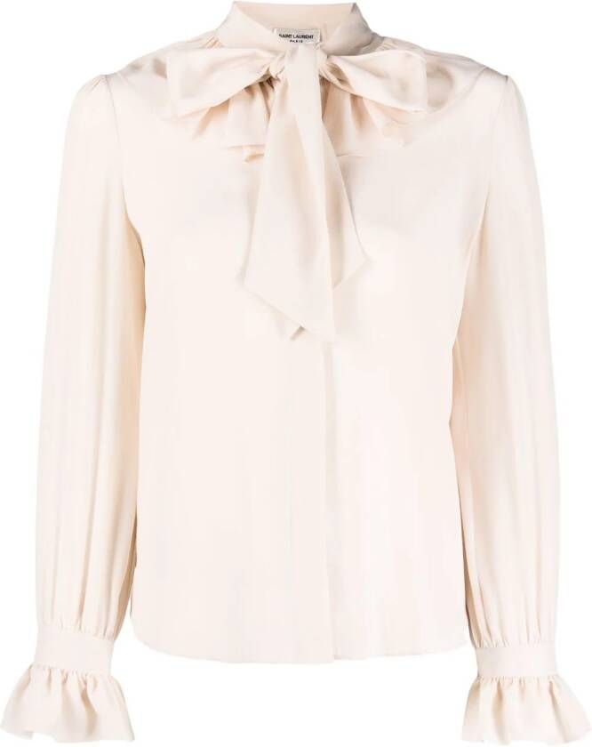 Saint Laurent Zijden blouse Beige