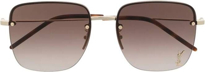 Saint Laurent Eyewear Zonnebril met logoplakkaat Goud