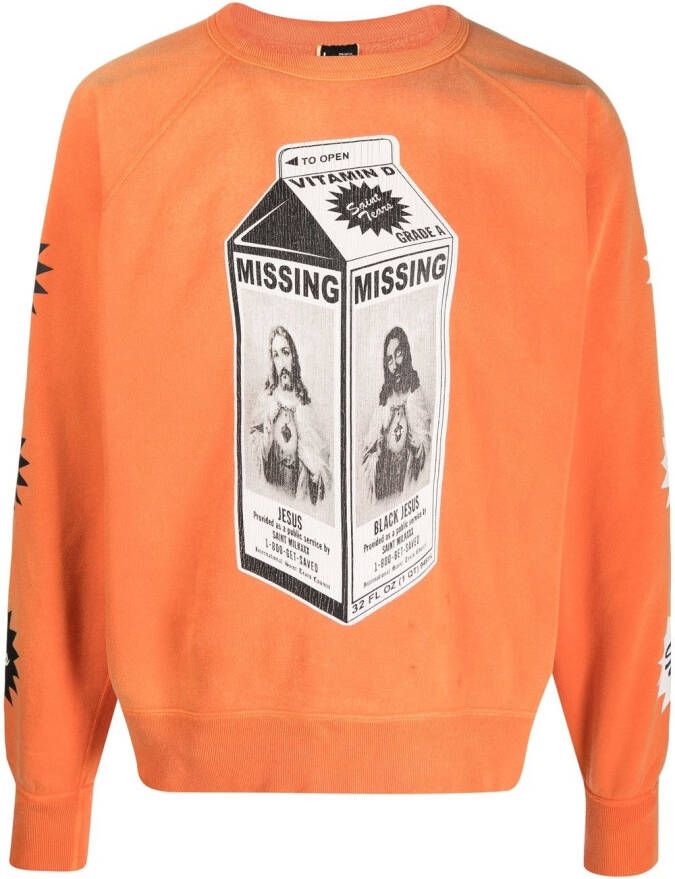 SAINT MXXXXXX Sweater met tekst Oranje