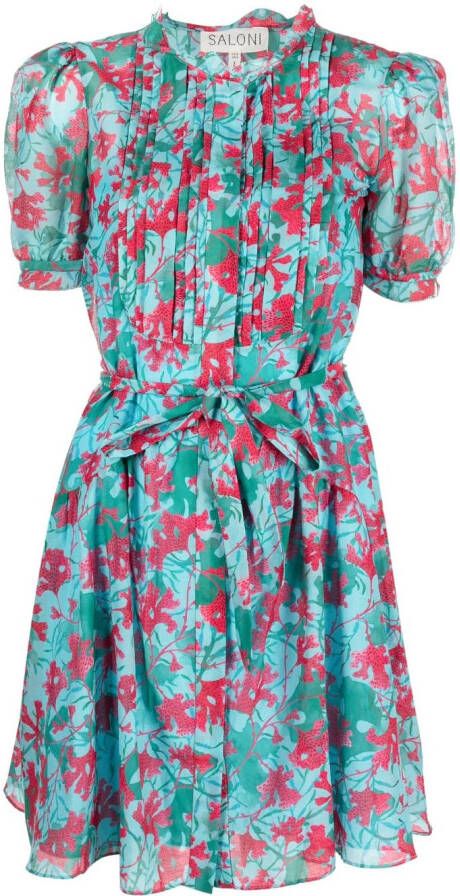 Saloni Blousejurk met bloemenprint Blauw