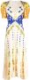 Saloni Jurk met bloemenprint Beige - Thumbnail 1