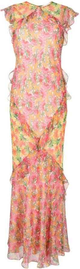 Saloni Maxi-jurk met bloemenprint Roze