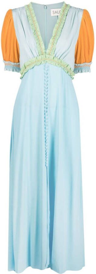 Saloni Maxi-jurk met colourblocking Blauw