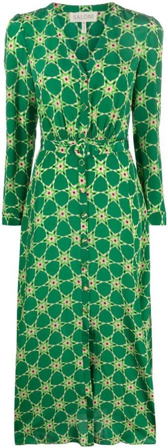 Saloni Midi-jurk met abstracte print Groen