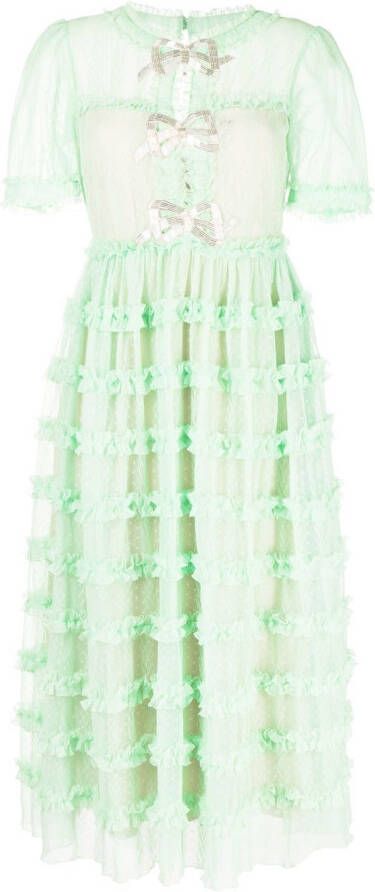 Saloni Midi-jurk met ruche Groen