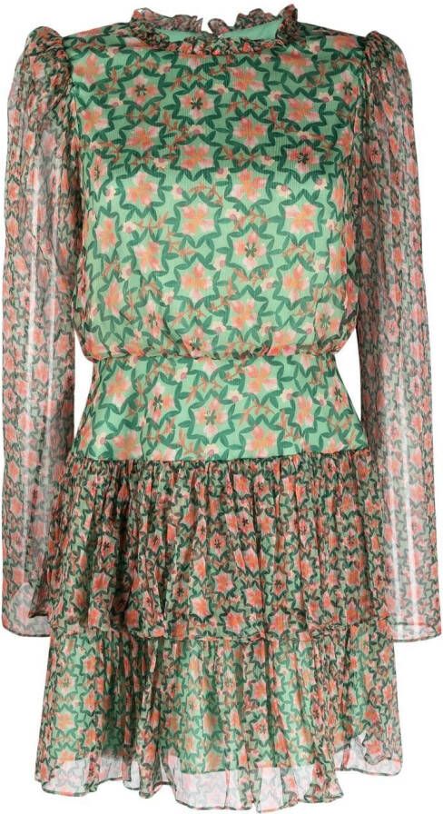 Saloni Mini-jurk met print Groen