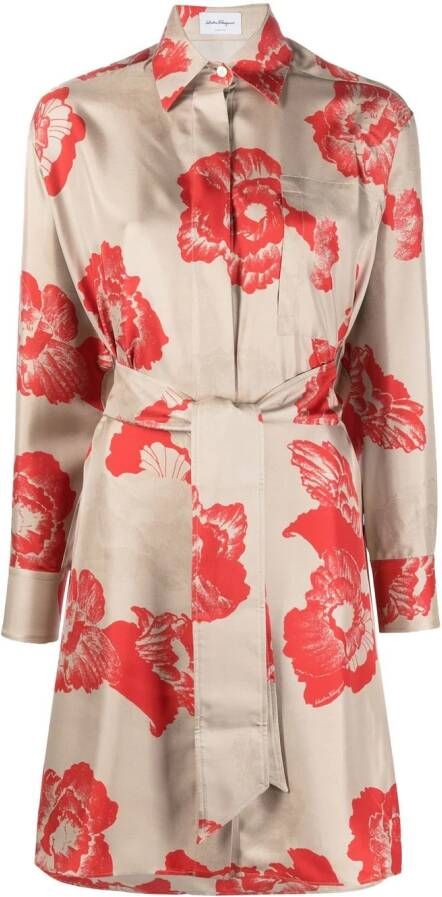 Ferragamo Blousejurk met bloemenprint Beige