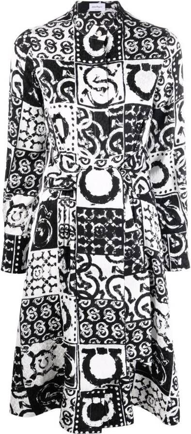 Ferragamo Blousejurk met Gancini print Zwart