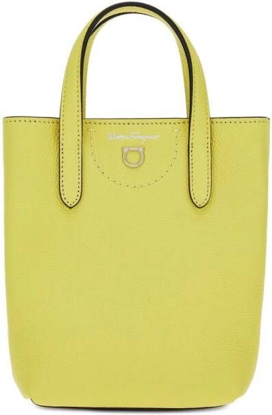 Ferragamo Gancini schoudertas met logo Geel