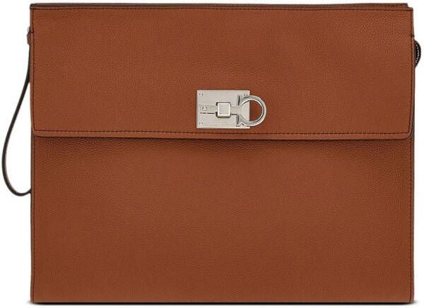 Ferragamo Gancini Studio clutch Bruin